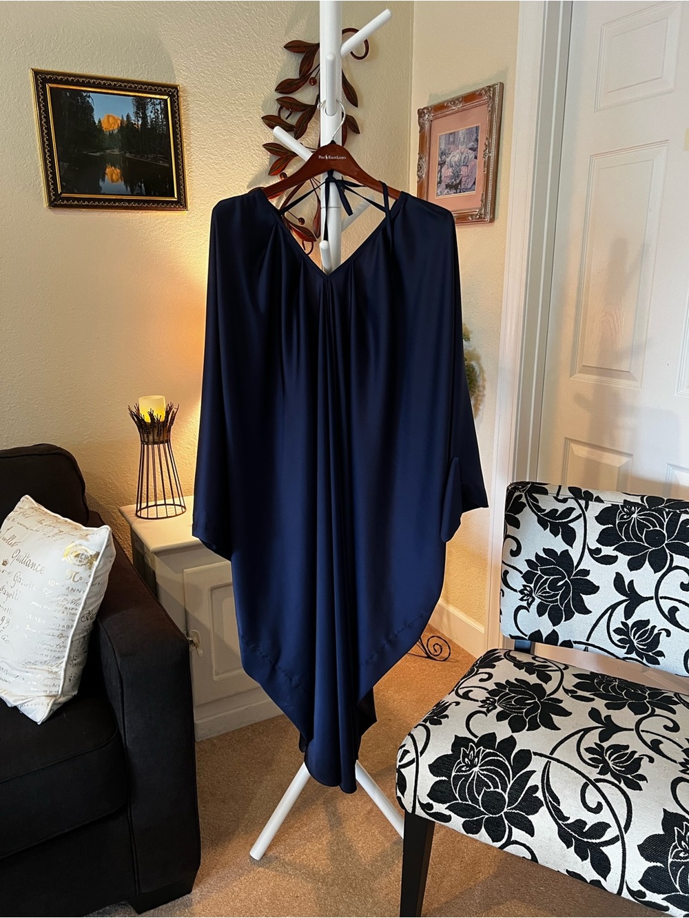 Navy V-Neck Women's Dress